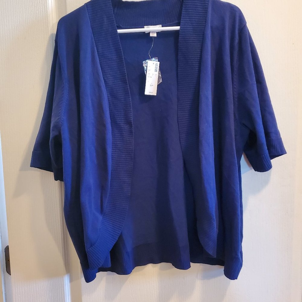 NWT Avenue Deep Blue Shrug Circle Hem Cardigan